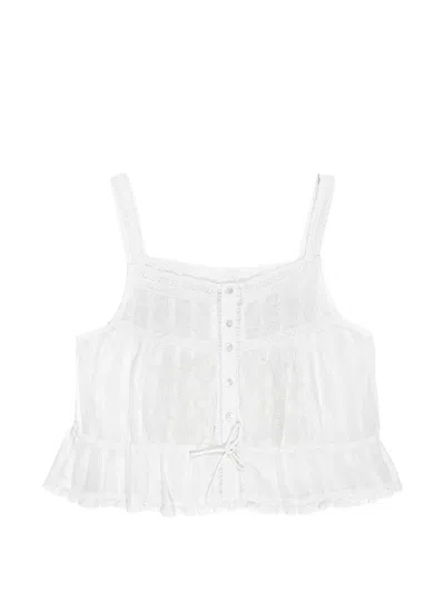 Maison Hotel Constanza Lace-trimmed Embroidered Top In White