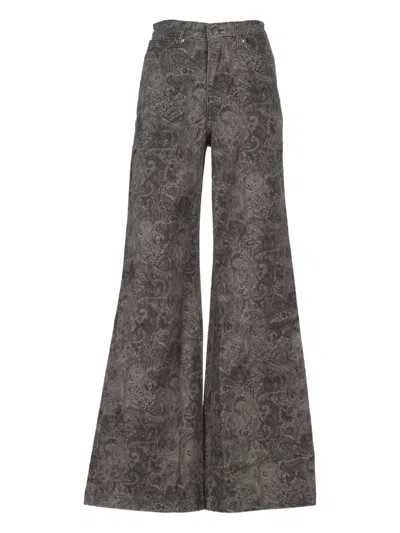 Maison Hotel Cotton Blend Flared Trousers In Gray