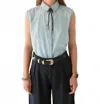 Maison Hotel Dallas Collared Sleeveless Blouse In Mustang Blue In Blue