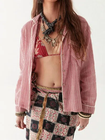 Maison Hotel Dodo Bidart Stripe Blouse In Red Multi