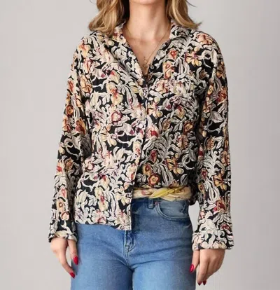 Maison Hotel Dudu Pina Colada Print Blouse In Black Multi