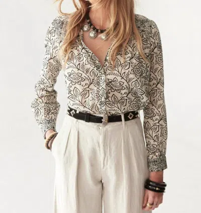 Maison Hotel Dylan Long Sleeve Blouse In White Lies In Neutral