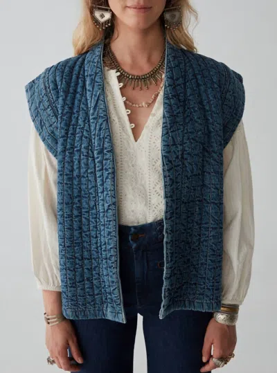 Maison Hotel Elsa Quilted Denim Vest In Blue