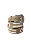 Maison Hotel Embroidered-leather Suede Belt In Brown