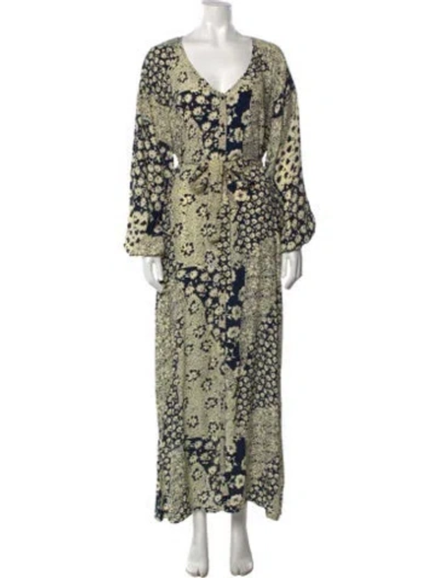 Pre-owned Maison Hotel Floral Print Long Dress In Multicolor