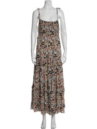 Pre-owned Maison Hotel Floral Print Long Dress In Multicolor