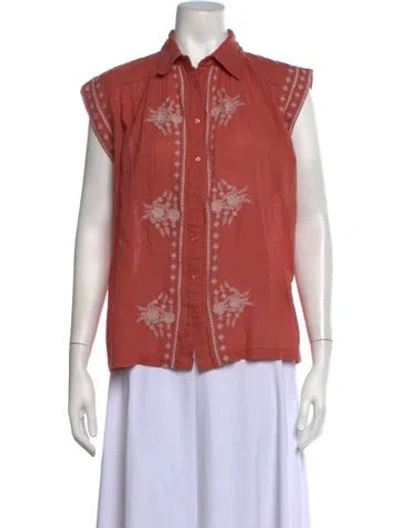 Pre-owned Maison Hotel Floral Print Sleeveless Button-up Top W/ Tags In Multicolor