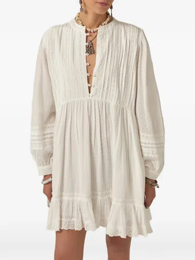 Maison Hotel Francesca Plumeti-cotton Mini Dress In Neutral