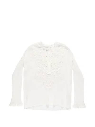 Maison Hotel Gabriela Embroidered Ruffled Blouse In Yellow