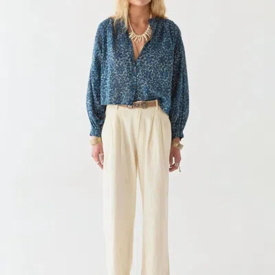 Maison Hotel Gaia Long Sleeve Blouse In Indigo Soul In Blue