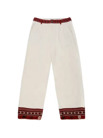 Maison Hotel Gilberto Embroidered Trousers In White