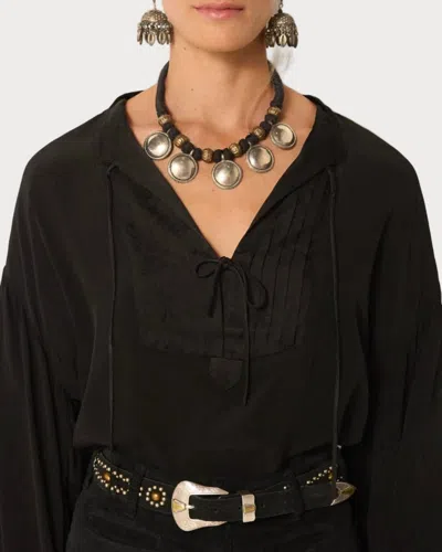 Maison Hotel Giovanni Pintucked Blouse In Black