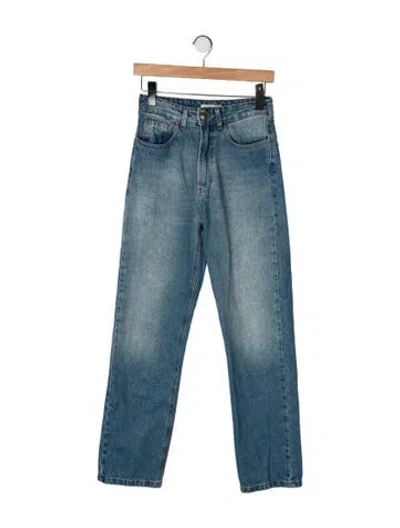 Pre-owned Maison Hotel High-rise Straight Leg Jeans In Blue