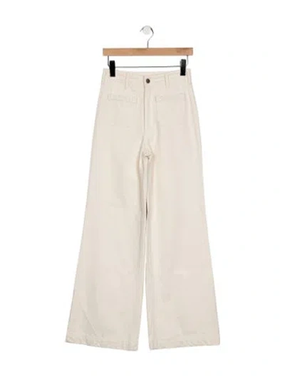 Pre-owned Maison Hotel High-rise Wide Leg Jeans In White