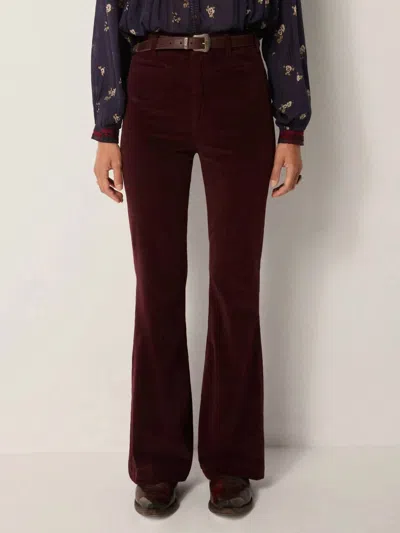 Maison Hotel Jerry High Waist Flare Pants In Wine In Brown