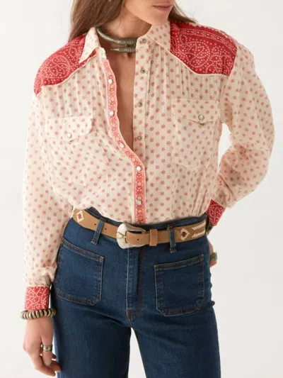 Maison Hotel Joselito Long Sleeve Blouse In Passion Red In Multi