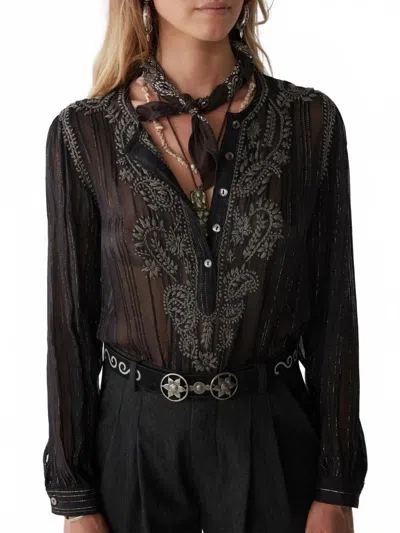 Maison Hotel Kate Blouse In Black Star Dark Lurex