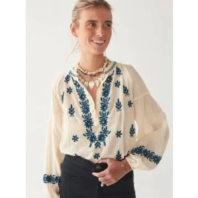 Maison Hotel Lina Cotton Blouse In Blue