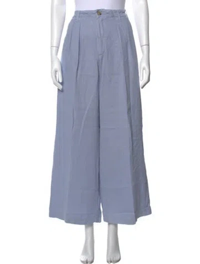 Pre-owned Maison Hotel Linen Wide Leg Pants In Blue
