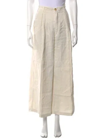 Pre-owned Maison Hotel Linen Wide Leg Pants In Neutrals
