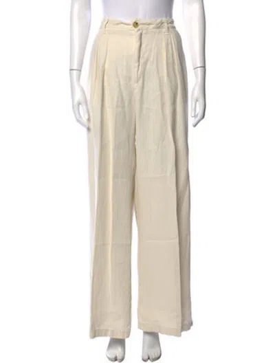 Pre-owned Maison Hotel Linen Wide Leg Pants In Neutrals