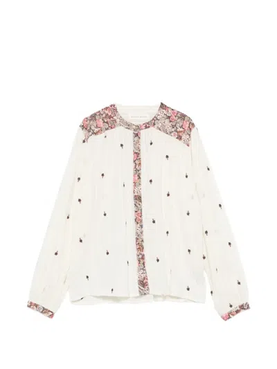 Maison Hotel Marie Floral-print Embroidered Blouse In White