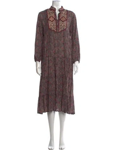 Pre-owned Maison Hotel Paisley Print Midi Length Dress In Multicolor