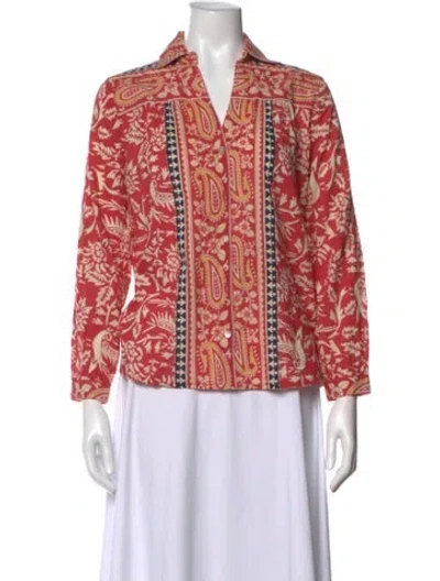 Pre-owned Maison Hotel Paisley Print V-neck Top In Multicolor