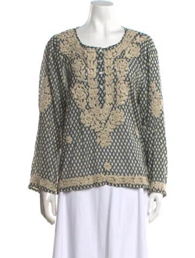 Pre-owned Maison Hotel Patterned Crew Neck Top In Multi