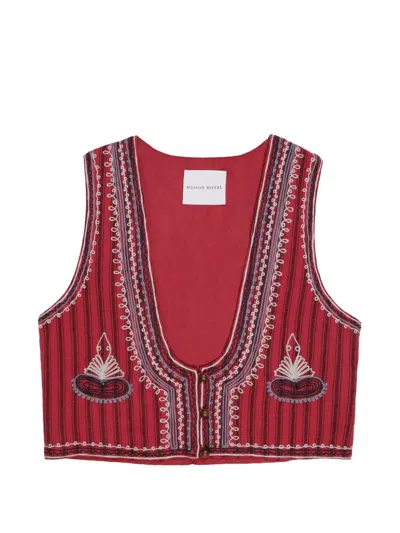 Maison Hotel Petra Embroidered Vest In Red