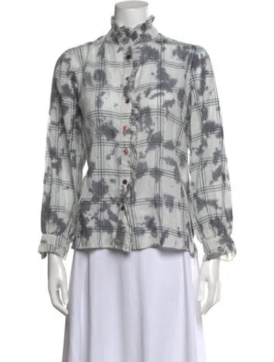 Pre-owned Maison Hotel Plaid Print Long Sleeve Top In Multicolor