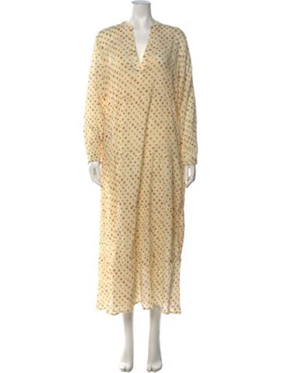 Pre-owned Maison Hotel Printed Long Dress In Yellow