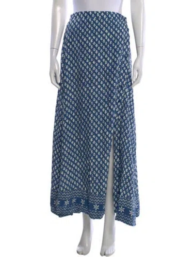 Pre-owned Maison Hotel Printed Long Skirt In Blue