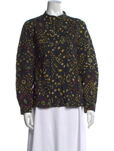 Pre-owned Maison Hotel Printed Long Sleeve Blouse In Multicolor