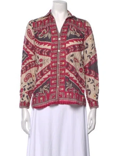 Pre-owned Maison Hotel Printed Long Sleeve Top W/ Tags In Pink
