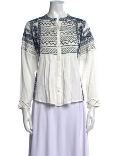 Pre-owned Maison Hotel Printed Long Sleeve Top W/ Tags In White