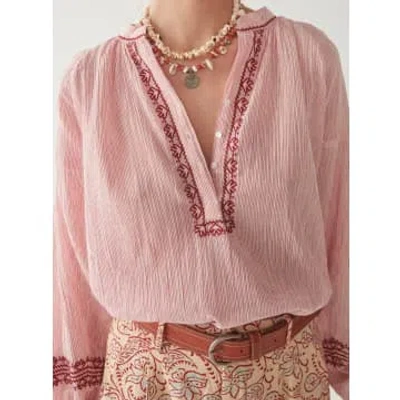 Maison Hotel Provenza Stripes Lina Blouse In Pink