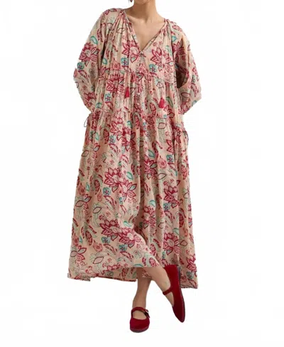 Maison Hotel Ricarda Tropicana Dress In Shrimp In Burgundy