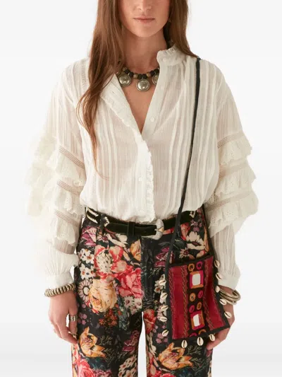Maison Hotel Ruffled-sleeve Blouse In Neutral
