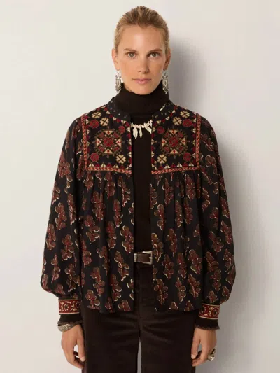 Maison Hotel Scarlet Blouse In Black Coffee In Multi