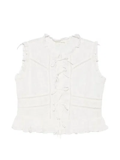 Maison Hotel Schiffli-embroidered Ruffled Blouse In White