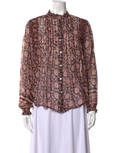 Pre-owned Maison Hotel Silk Floral Print Blouse In Multicolor