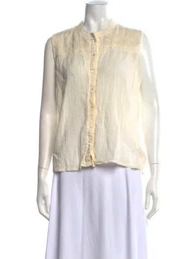 Pre-owned Maison Hotel Sleeveless Button-up Top In Neutrals