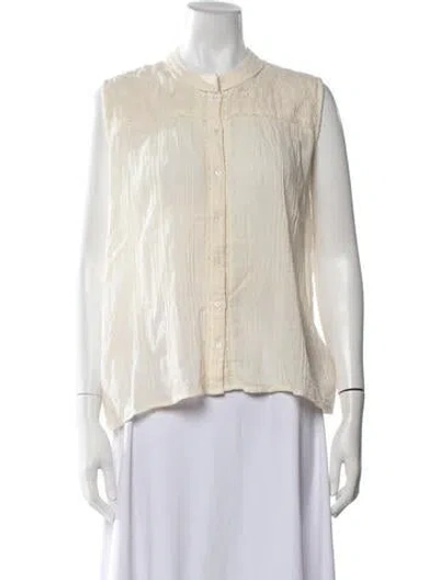 Pre-owned Maison Hotel Sleeveless Button-up Top In Neutrals
