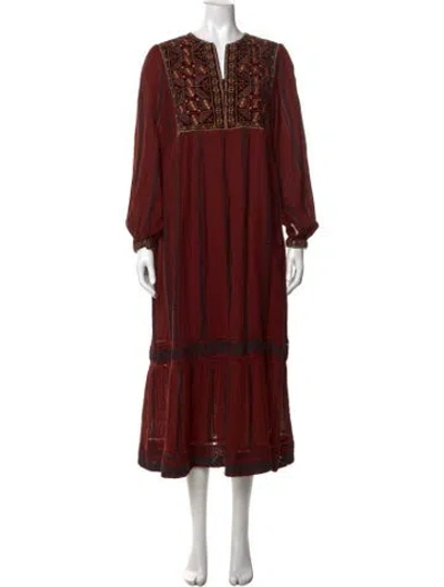 Pre-owned Maison Hotel Striped Long Dress In Red