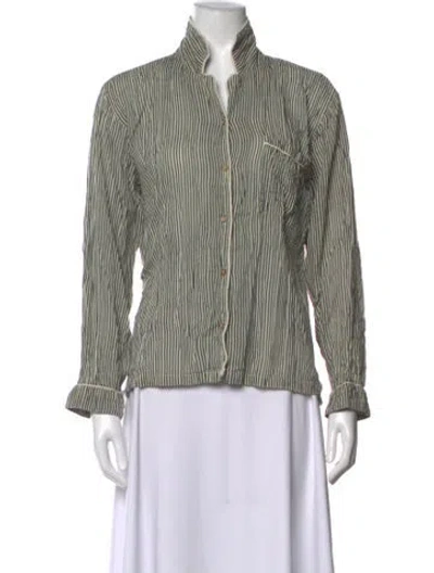 Pre-owned Maison Hotel Striped Long Sleeve Button-up Top In Multicolor