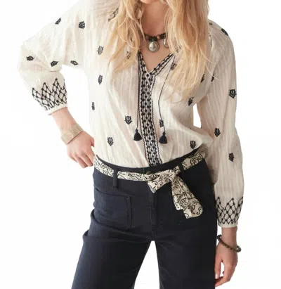 Maison Hotel Sybille Blouse In Blue Lagoon In White