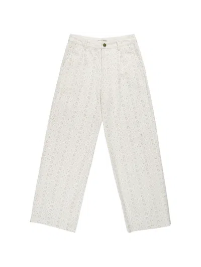 Maison Hotel Theordore Broderie-anglaise Trousers In White