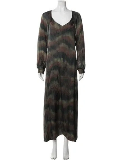 Pre-owned Maison Hotel Tie-dye Print Long Dress In Green