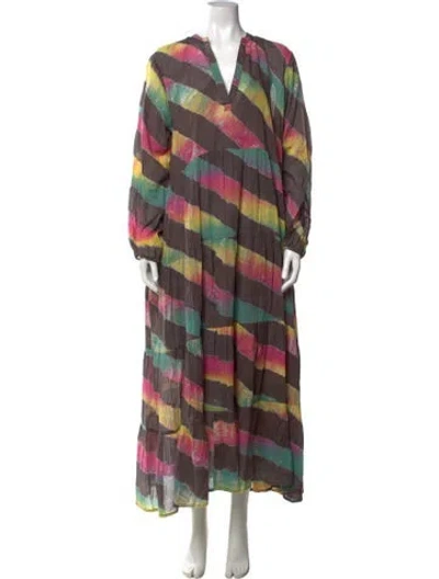 Pre-owned Maison Hotel Tie-dye Print Long Dress In Multicolor
